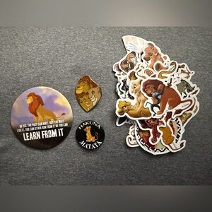 The Lion King Sticker & Pin Bundle Disney Simba Timon Pumbaa